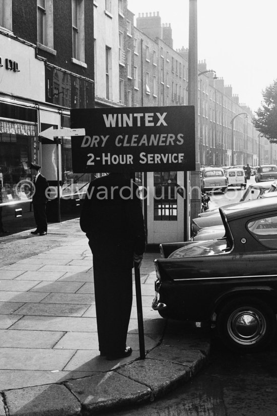 Wintex Dry Cleaners street advertising. Dublin 1963. - Photo by Edward Quinn
