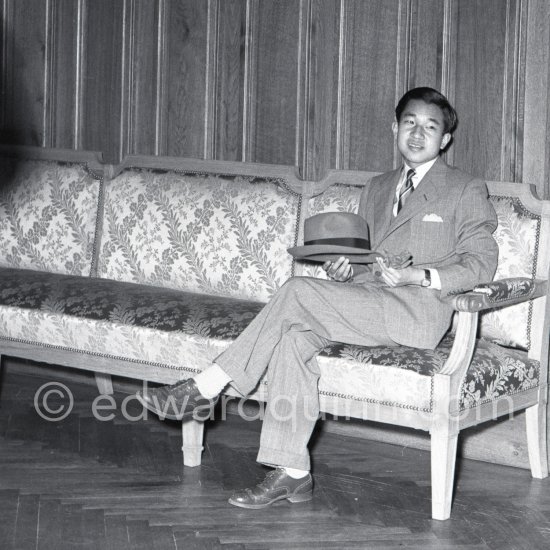 Prince Akihito, later Emperor of Japan. Nice train station 1953. - Photo by Edward Quinn
