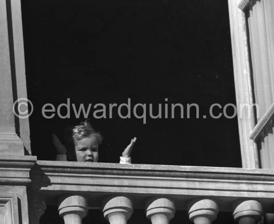 Prince Albert at a window of the Palace. Monegasque Fête Nationale. Monaco 1960 - Photo by Edward Quinn