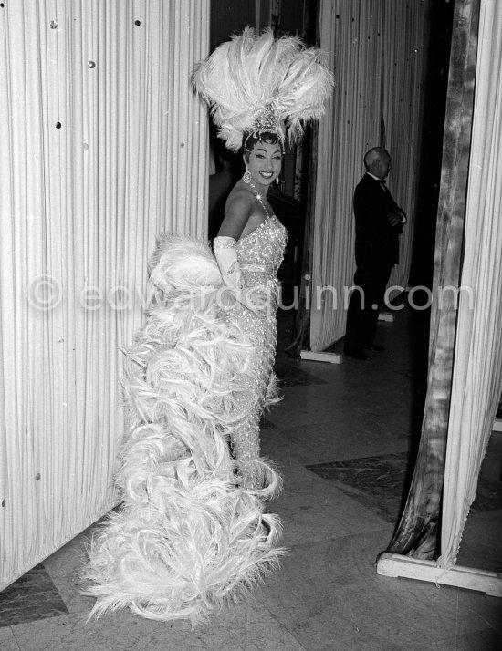 Josephine Baker behind the scenes at a summer gala at Sporting d\'Eté, Monte Carlo 1961. - Photo by Edward Quinn