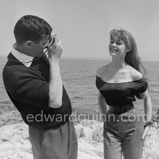 Brigitte Bardot photographed at seaside. Cannes Film Festival 1956. - Photo by Edward Quinn