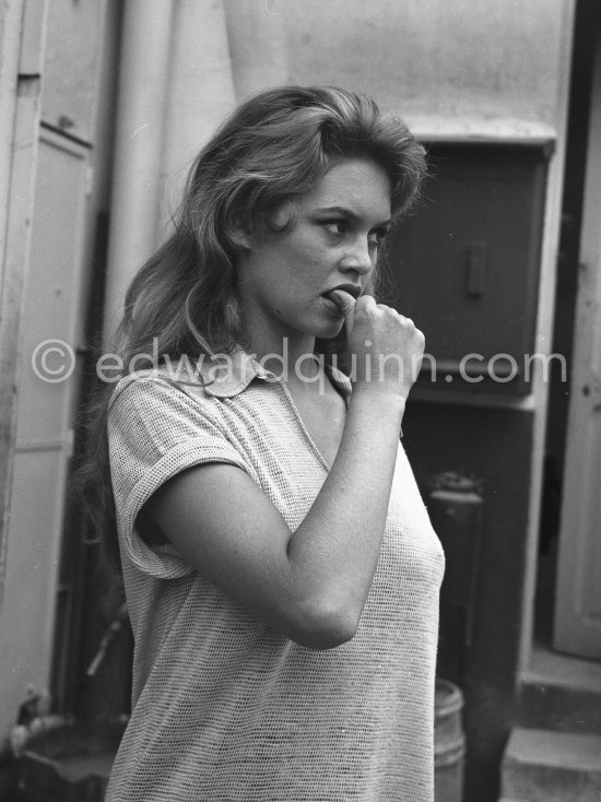 Brigitte Bardot during filming of "Et Dieu créa la femme", Studios de la Victorine, Nice 1956. - Photo by Edward Quinn