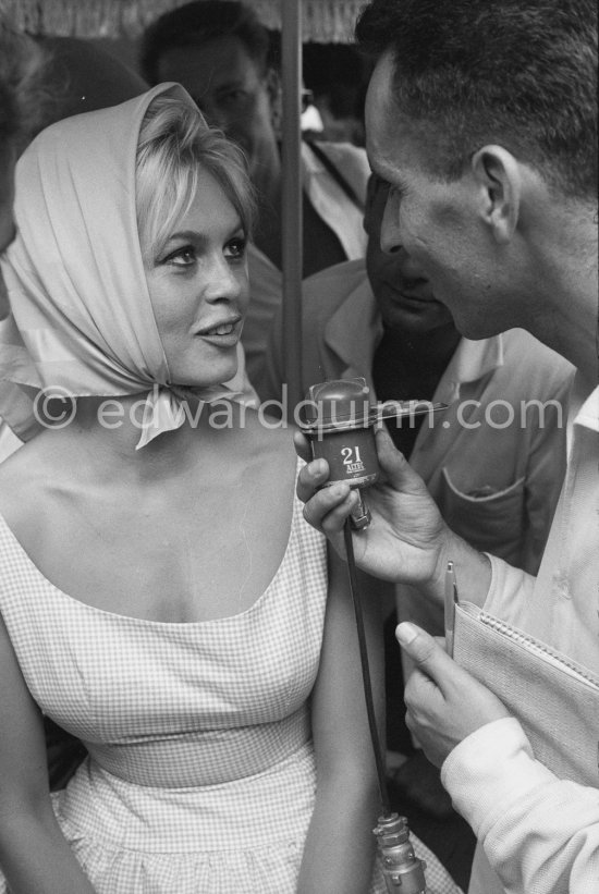 Brigitte Bardot interviewed for radio. Saint-Tropez 1958. - Photo by Edward Quinn