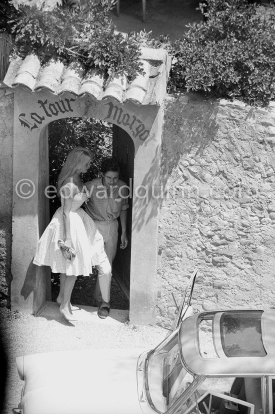 Brigitte Bardot and Jacques Charrier, at the time of their honeymoon. La Tour Margot, Saint-Tropez 1959. - Photo by Edward Quinn