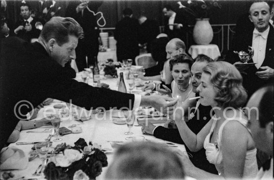 Ingrid Bergman and Danny Kaye at a gala dinner during the Cannes Film Festival 1956. - Photo by Edward Quinn