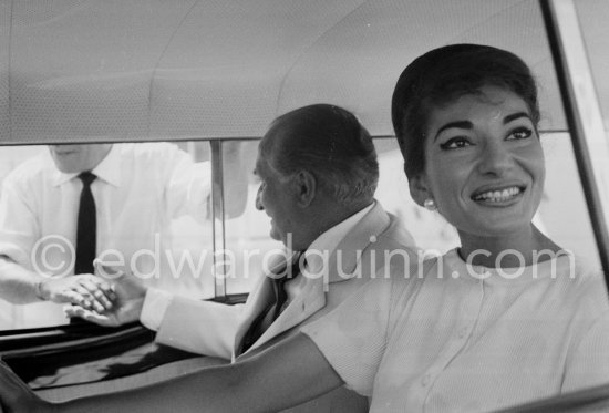 Maria Callas and her husband Giovanni Battista Meneghini. Monaco harbor 1959. - Photo by Edward Quinn