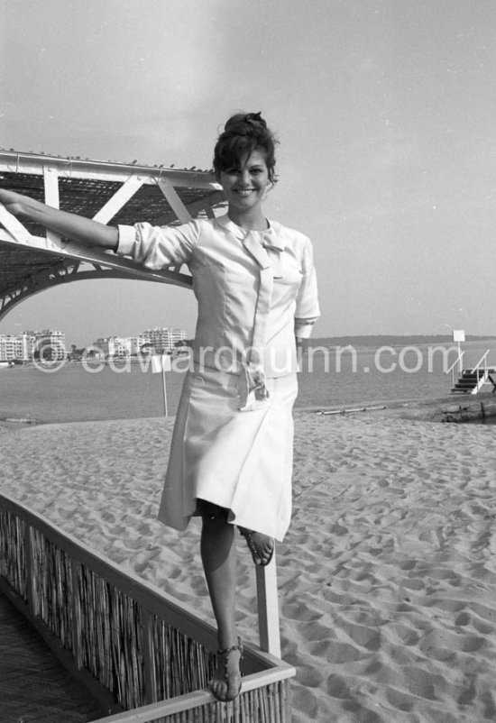 Claudia Cardinale at the Carlton Beach, Cannes 1961. - Photo by Edward Quinn