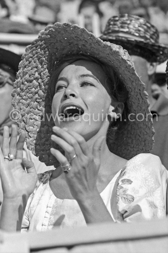 Leslie Caron at a bullfight. French actress and dancer. She was one of the most famous musical stars in the 1950s. Arles 1960. - Photo by Edward Quinn