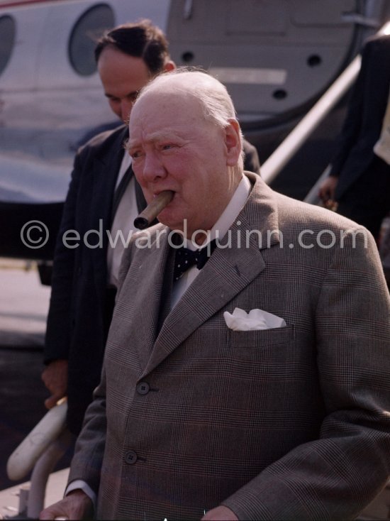 Sir Winston Churchill. Arrival at Nice Airport 1956. - Photo by Edward Quinn