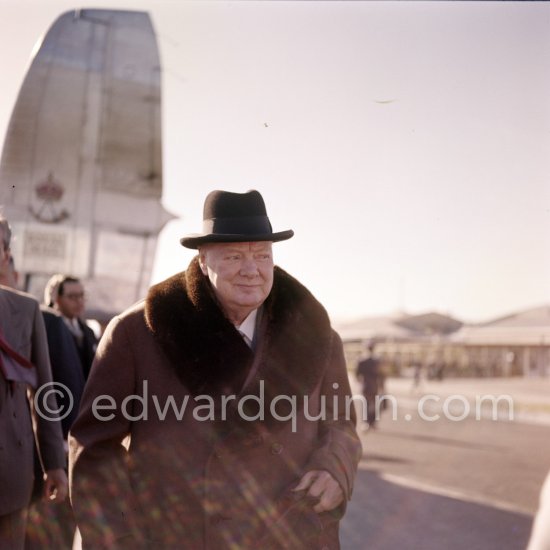 Sir Winston Churchill arriving at Nice Airport 1961. - Photo by Edward Quinn
