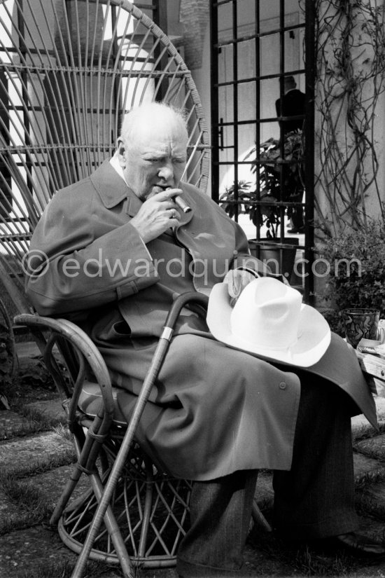 Sir Winston Churchill at Villa La Pausa (property of Emery Reves), Roquebrune 1958. - Photo by Edward Quinn