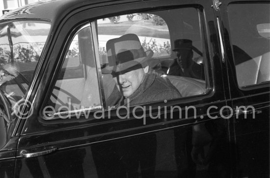Winston Churchill arriving at Nice Airport 1958. - Photo by Edward Quinn