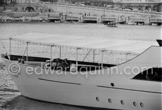 Sir Winston Churchill on board Onassis\' yacht Christina, Monaco harbor 1959. - Photo by Edward Quinn