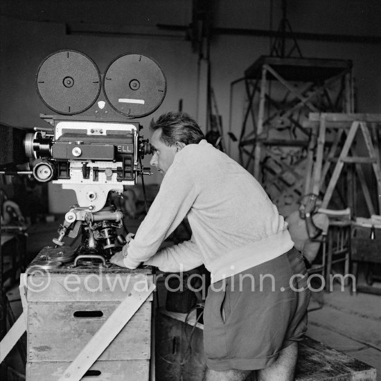 Henri-Georges Clouzot on camera during filming of "Le mystère Picasso". Nice, Studios de la Victorine, 1955. - Photo by Edward Quinn