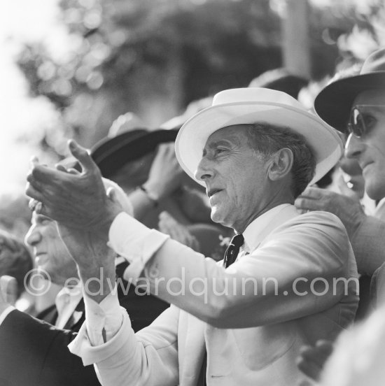 Jean Cocteau and Pablo Picasso attending a bullfight. Vallauris, August 1956. - Photo by Edward Quinn