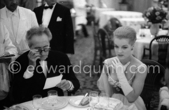 Romy Schneider and Jean Cocteau at a gala evening, Cannes Film Festival 1959. - Photo by Edward Quinn