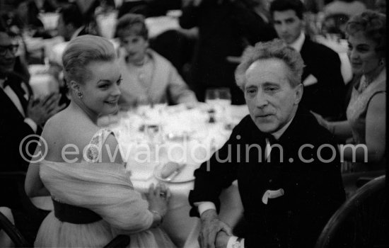 Romy Schneider and Jean Cocteau, gala evening, Cannes Film Festival 1959. - Photo by Edward Quinn