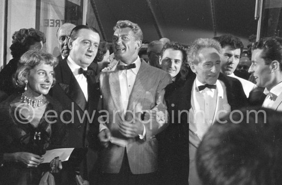 Francine Weisweiller, composer Georges Auric, Jean Marais, Jean Cocteau, Bernard Buffet. Cannes Film Festival 1958. - Photo by Edward Quinn