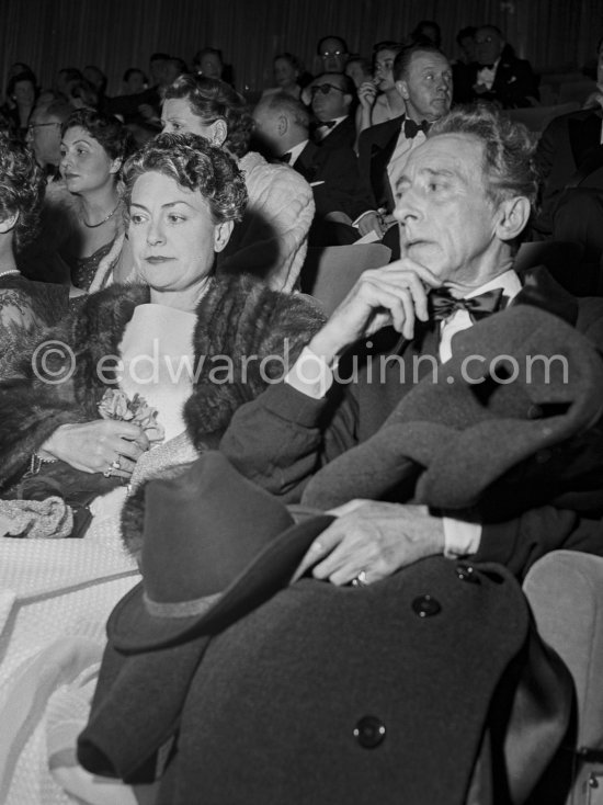 Jean Cocteau and Gisèle Pascal, Cannes Film Festival 1953. - Photo by Edward Quinn