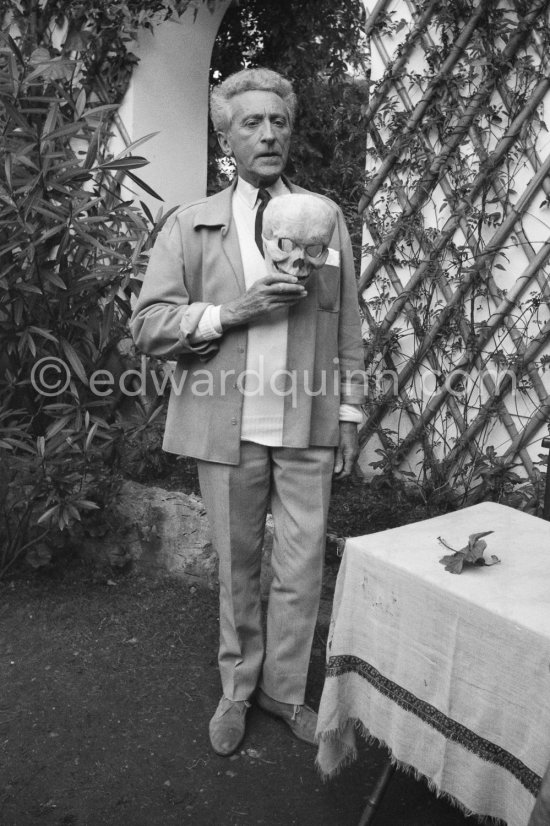 Jean Cocteau and his adopted son Edouard "Doudou" Dermit during filming of "Le Testament d’Orphée". Saint-Jean-Cap-Ferrat 1959. - Photo by Edward Quinn