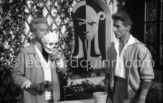 Jean Cocteau and Edouard Dermit. During filming of “Le Testament d’Orphée”, film of Jean Cocteau. Saint-Jean-Cap-Ferrat 1959 - Photo by Edward Quinn