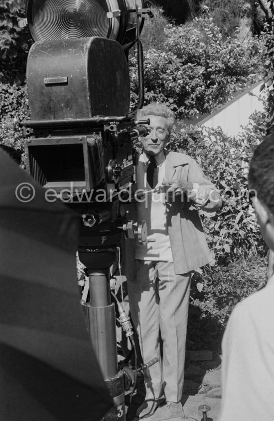 Jean Cocteau during filming of "Le Testament d’Orphée", film of Jean Cocteau. Saint-Jean-Cap-Ferrat 1959. - Photo by Edward Quinn