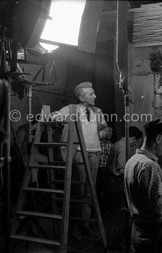 Jean Cocteau during filming of "Le testament d’Orphèe" Saint-Jean-Cap-Ferrat 1959. - Photo by Edward Quinn