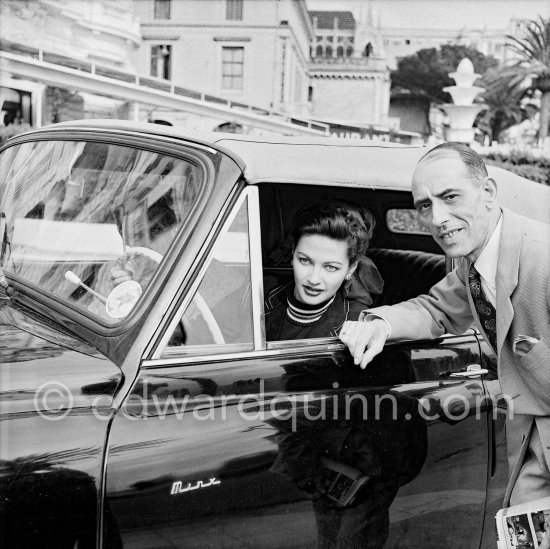 Yvonne De Carlo vacationing at Hotel de Paris, Monte Carlo 1951. Car: 1949-1955 Hillman Minx Convertible. - Photo by Edward Quinn