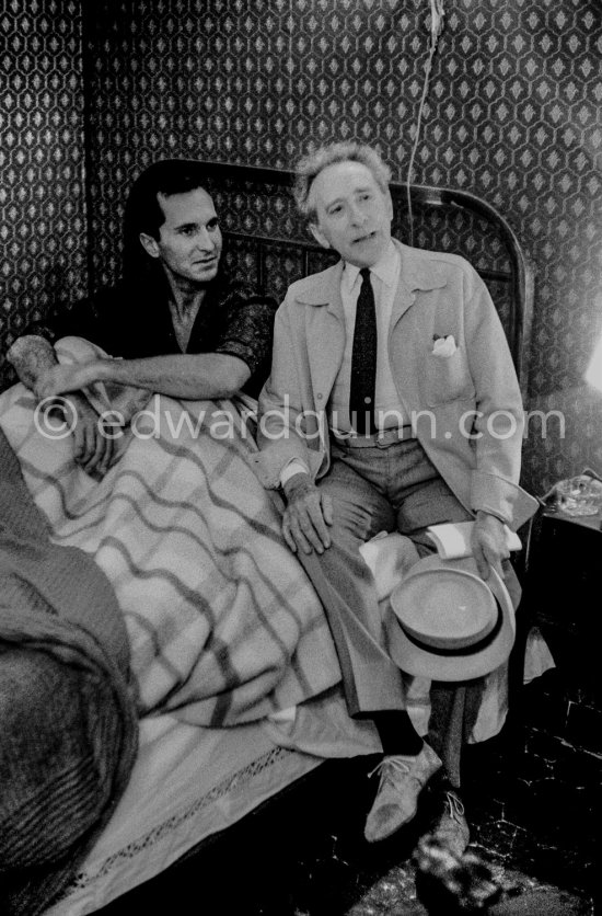Jean Cocteau and bullfighter Luis Miguel Dominguin. Hotel Nord-Pinus, Arles 1960. - Photo by Edward Quinn