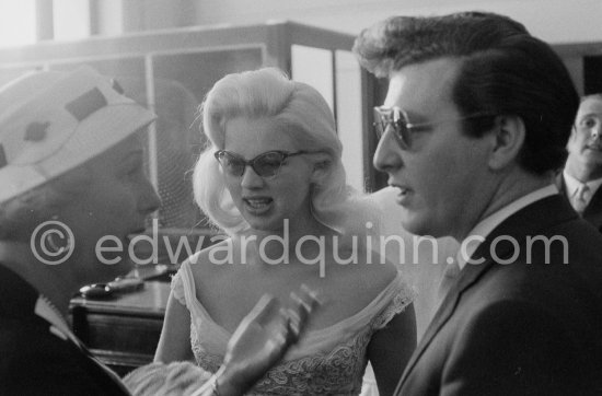 Diana Dors and husband Dennis Hamilton. Cannes Film Festival 1956. - Photo by Edward Quinn