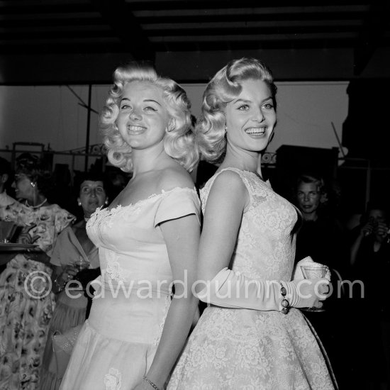 Diana Dors (left) and Belinda Lee. Cannes Film Festival 1956. - Photo by Edward Quinn