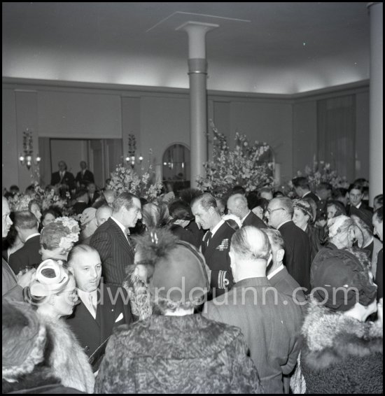 Cocktail Party at Hotel Metropole. The Duke of Edinburgh, Prince Philip, on an official 5-days visit with the Royal Fleet to Monte Carlo, Feb. 1951. - Photo by Edward Quinn