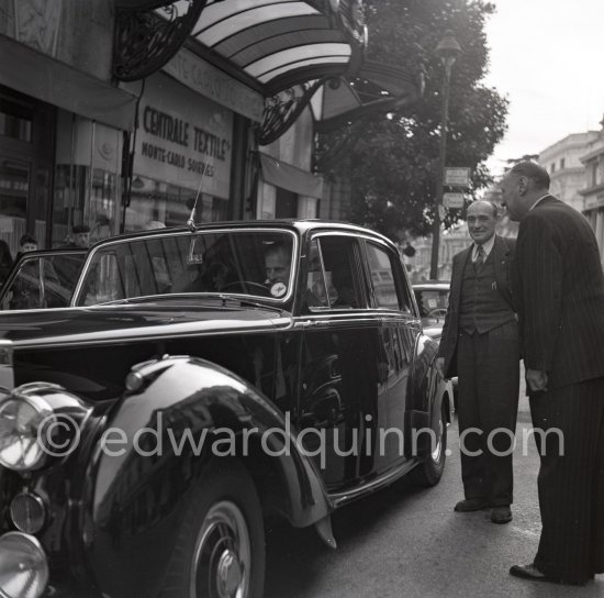 The Duke of Edinburgh, Prince Philip, on the wheel on an official 5-days visit with the Royal Fleet to Monte Carlo, Feb. 1951. Car: Rolls-Royce Silver Dawn, 1950, #LSBA6, Standard Steel Sports Saloon. Detailed info on this car by expert Klaus-Josef Rossfeldt see About/Additional Infos. - Photo by Edward Quinn