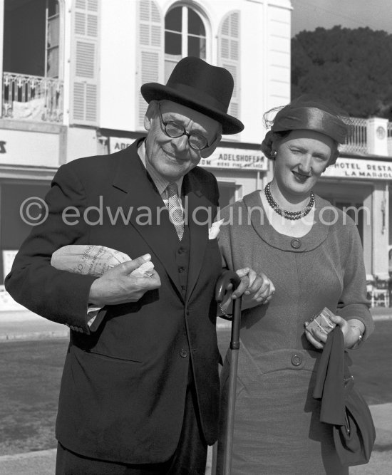 T.S. Eliot and his wife Valerie newly married. Menton 1957. - Photo by Edward Quinn