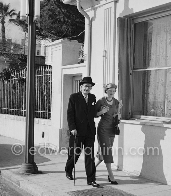 Nobel prize winning poet T.S. Eliot and his wife Valerie, newly married. Menton 1957. - Photo by Edward Quinn