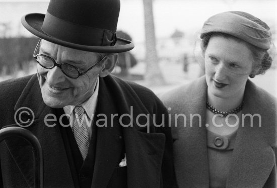 Nobel prize winning poet T.S. Eliot and his wife Valerie, newly married. Menton 1957. - Photo by Edward Quinn