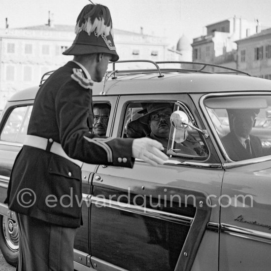 Farouk, ex King of Egypt, Monte Carlo 1954. Car: 1953. Mercury Monterey "Woodie" Wagon - Photo by Edward Quinn