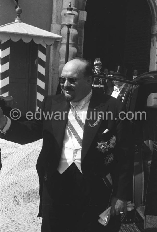Farouk, ex King of Egypt. Wedding of Grace Kelly and Prince Rainier. Monaco 1956. - Photo by Edward Quinn