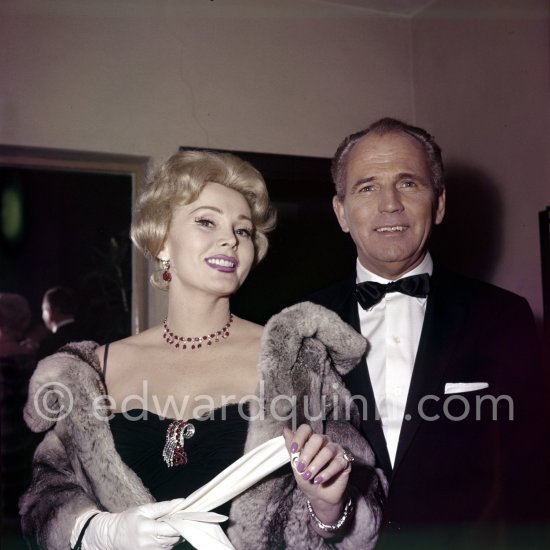 Zsa Zsa Gabor and her current boyfriend, construction industry manager Hal Hays attend a gala evening at Cannes Film Festival 1959. - Photo by Edward Quinn