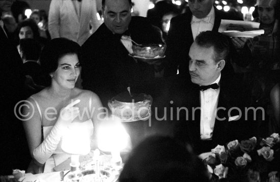 Prince Rainier of Monaco and American actress Ava Gardner (and some Caviar) during the Bal de la Rose gala dinner at the International Sporting Club in Monte Carlo, 1960. - Photo by Edward Quinn