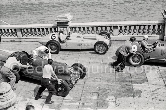 Johnny Claes, (6) Talbot-Lago T26C, Cuth Harrison, (24) ERA B/C, Luigi Villoresi, (38) on Ferrari 125. Monaco Grand Prix 1950. - Photo by Edward Quinn