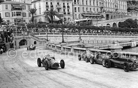 Philippe Etancelin, (14) Maserati 4CLT, Franco Rol, (44) on Maserati 4CLT. Monaco Grand Prix 1950. - Photo by Edward Quinn