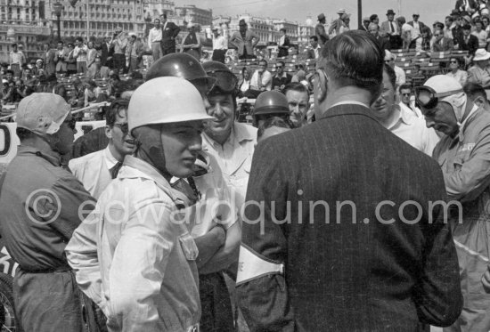 Driver briefing. Stirling Moss, (22) Cooper Jap. Winner of the "The Prix de Monte-Carlo". Formula 3 Grand Prix, called "The Prix de Monte-Carlo". Monaco 1950. - Photo by Edward Quinn