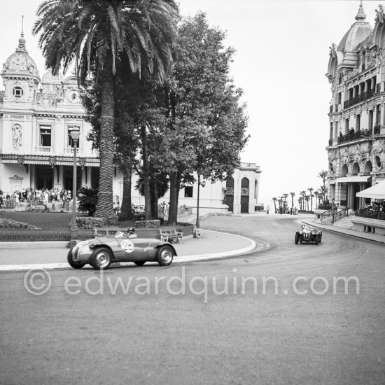 Tony Crook, (28) Frazer Nash Le Mans Replica Mk II. Behind him David Clarke, (30) Frazer Nash Le Mans Replica Mk II. Monaco Grand Prix 1952, transformed into a race for sports cars. This was a two day event, the Sunday for the up to 2 litres (Prix de Monte Carlo), the Monday for the bigger engines, (Monaco Grand Prix). - Photo by Edward Quinn