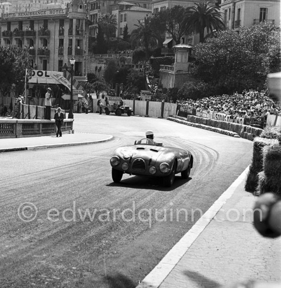 Robert Manzon, (56) Simca Gordini T15S. Monaco Grand Prix 1952, transformed into a race for sports cars. This was a two day event, the Sunday for the up to 2 litres (Prix de Monte Carlo), the Monday for the bigger engines, (Monaco Grand Prix). - Photo by Edward Quinn