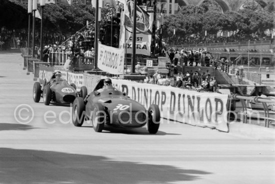 Tony Brooks, (30) Vanwall VW10), Mike Hawthorn, (38) Ferrari Dino 246. Monaco Grand Prix 1958. - Photo by Edward Quinn