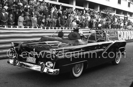 Prince Rainier and Princess Grace closing the track of the Monaco Grand Prix 1958. Car: Ford Fairlane Sunliner 1956. - Photo by Edward Quinn
