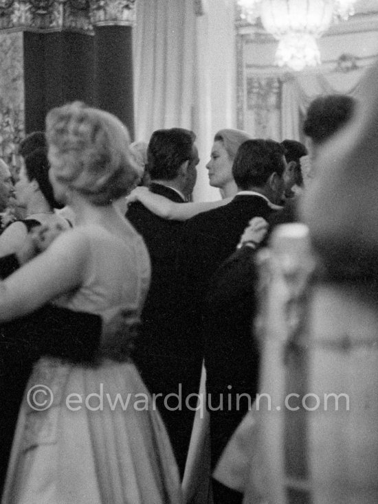 Towards the end of the evening Prince Rainier and Princess Grace dance a "slow" together cheeck to cheeck. Gala of Monaco Grand Prix 1960. - Photo by Edward Quinn