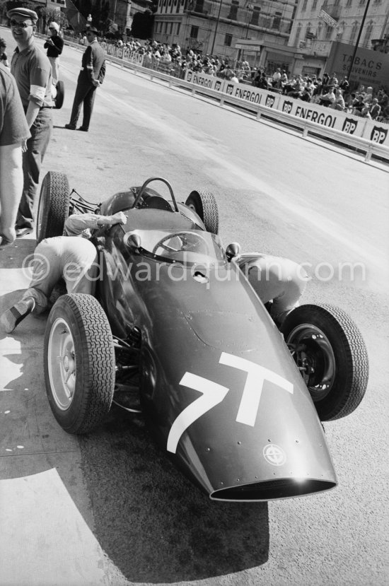 Tony Brooks\' B.R.M.-Climax. Monaco Grand Prix 1961. - Photo by Edward Quinn