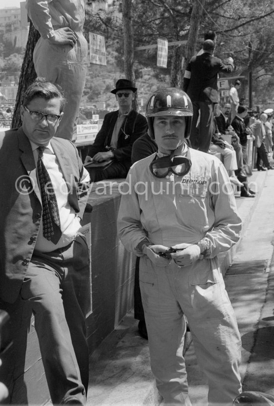 Graham Hill and B.R.M. Chief designer Tony Rudd. BRM P57. Monaco Grand Prix 1963. - Photo by Edward Quinn